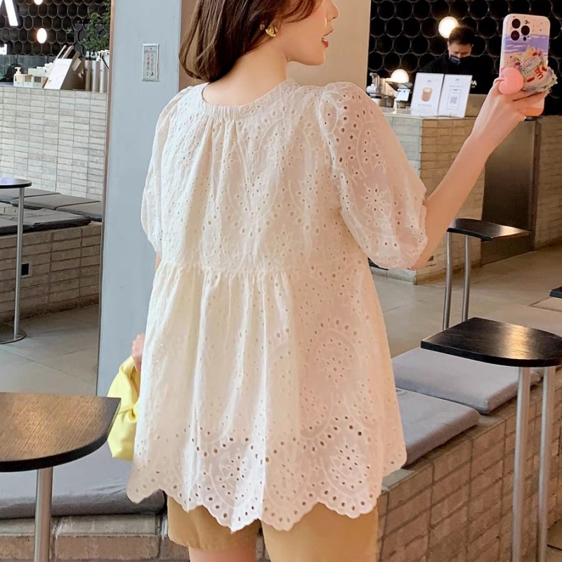 بلوزة نسائية مجوفة من التطريز  - مراجعة Embroidery Cotton Shirt وسعره