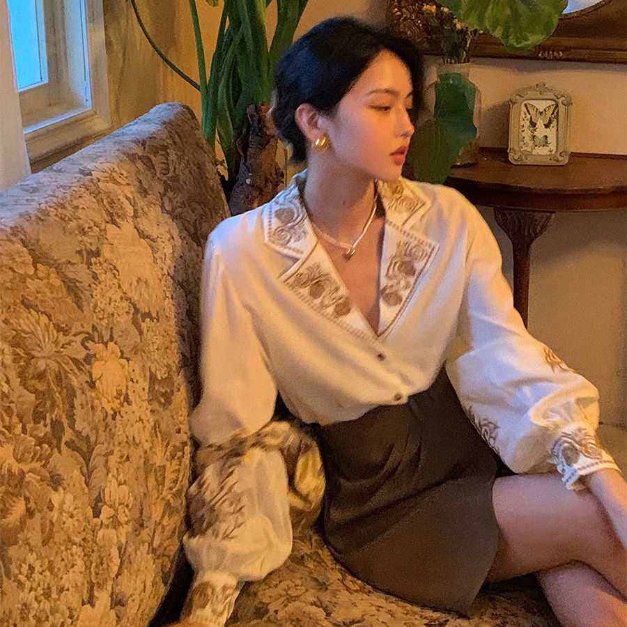 بلوزة قميص حريمي مطرز ريترو مط - مراجعة Embroidery Cotton Shirt وسعره