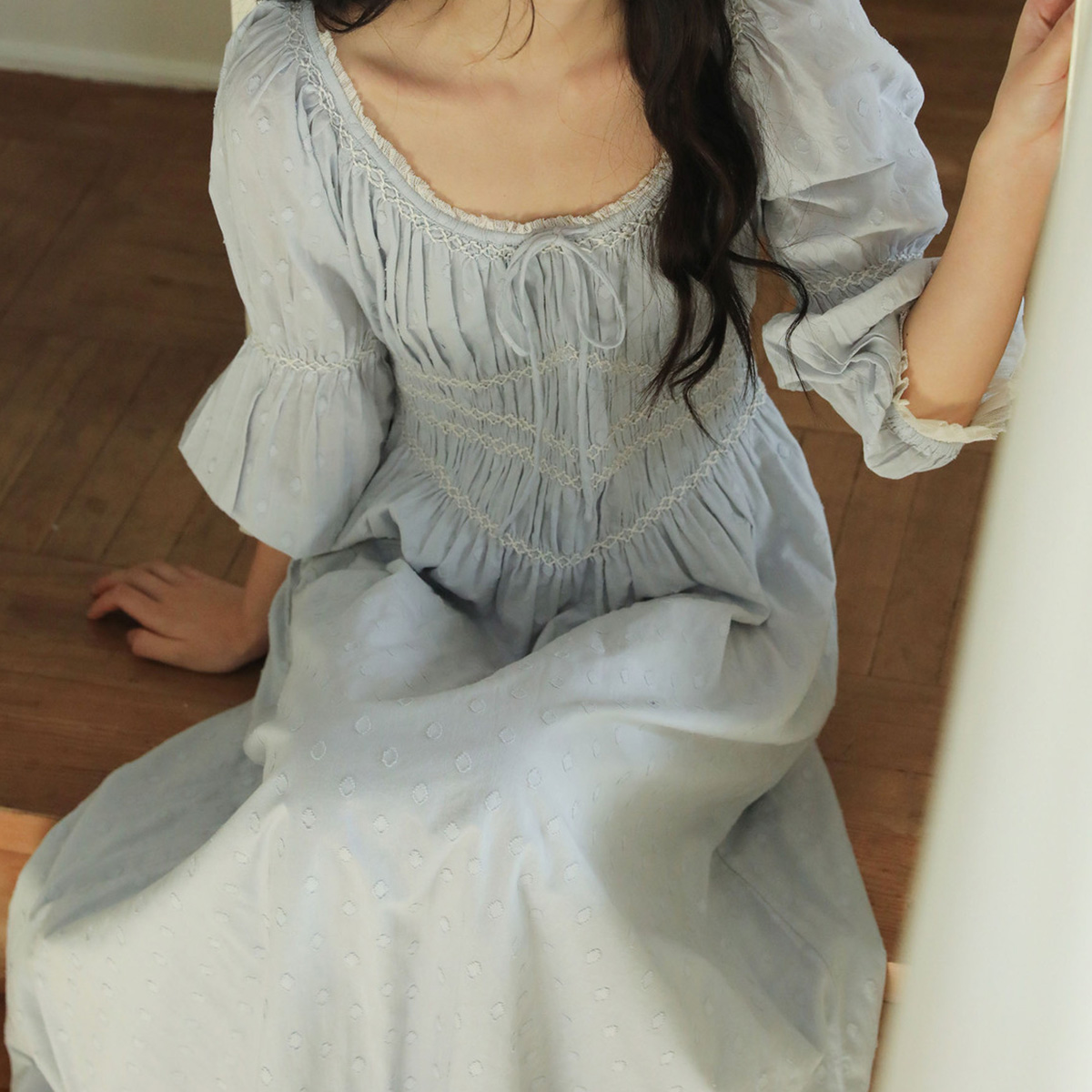 فستان طويل فرنسي عتيق للربيع م - مراجعة Embroidery Garments وسعره