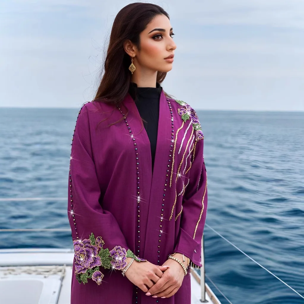 عباية مفتوحة مطرزة، كيمونو دبي - مراجعة Embroidery Kebaya وسعره